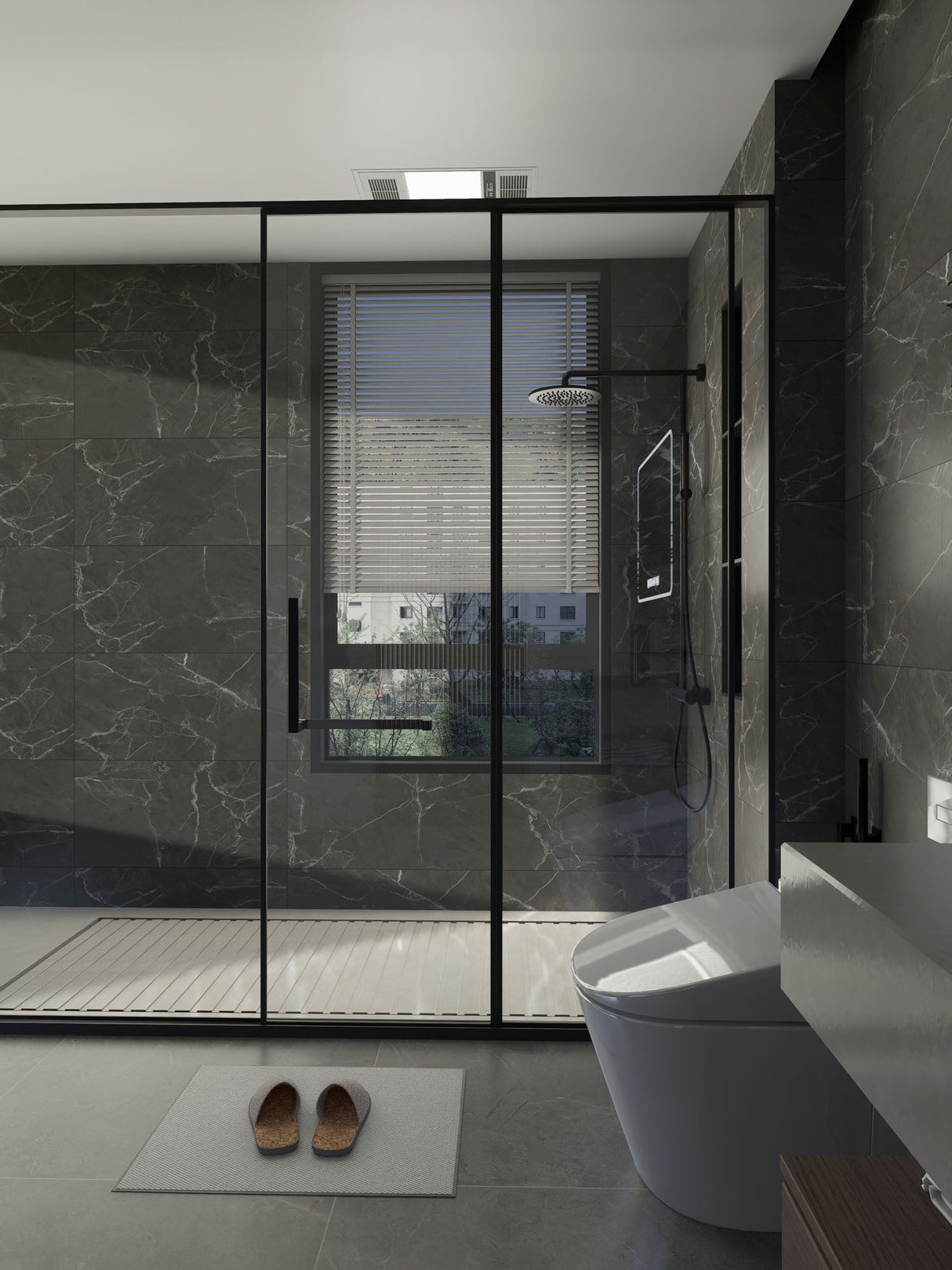 SPC-Wandverkleidung Marmor Anthrazit 800x400mm - Inhalt 1,92m²