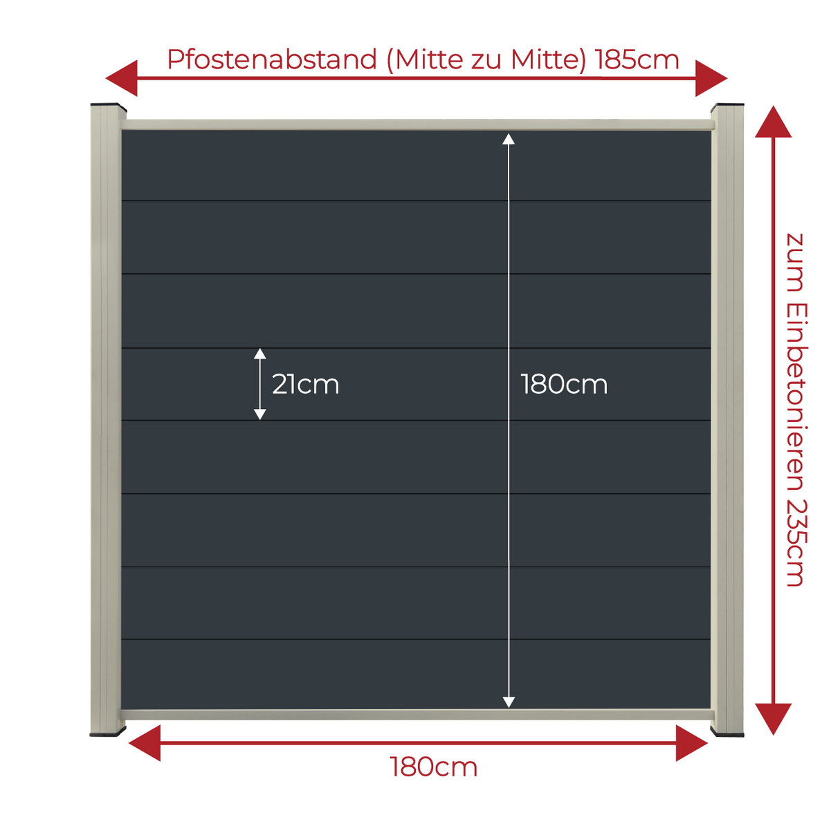 ModuLine ALU-Zaunprofil Komplettset MARIO / Anthrazit