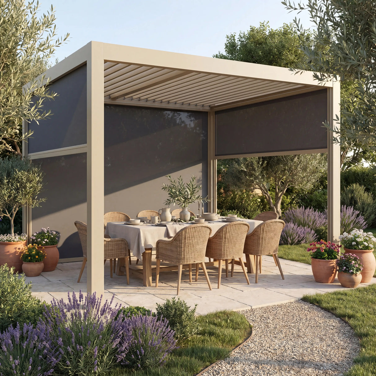 SkyShade Pro 3x4m Aluminium-Pergola mit LED & App-Steuerung – Seidengrau
