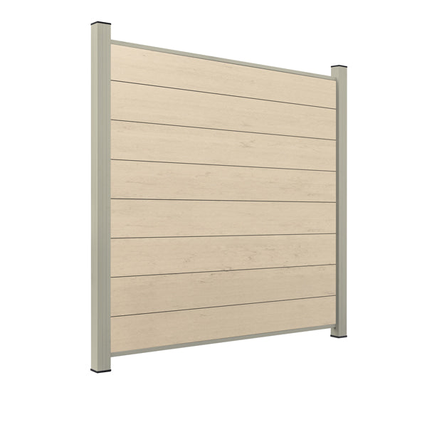 WPC Sichtschutzzaun ENZO Elfenbein - Standard Seidengrau