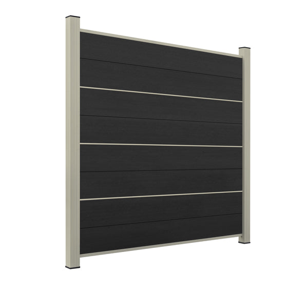 WPC Sichtschutzzaun ENZO Nero - Design Seidengrau