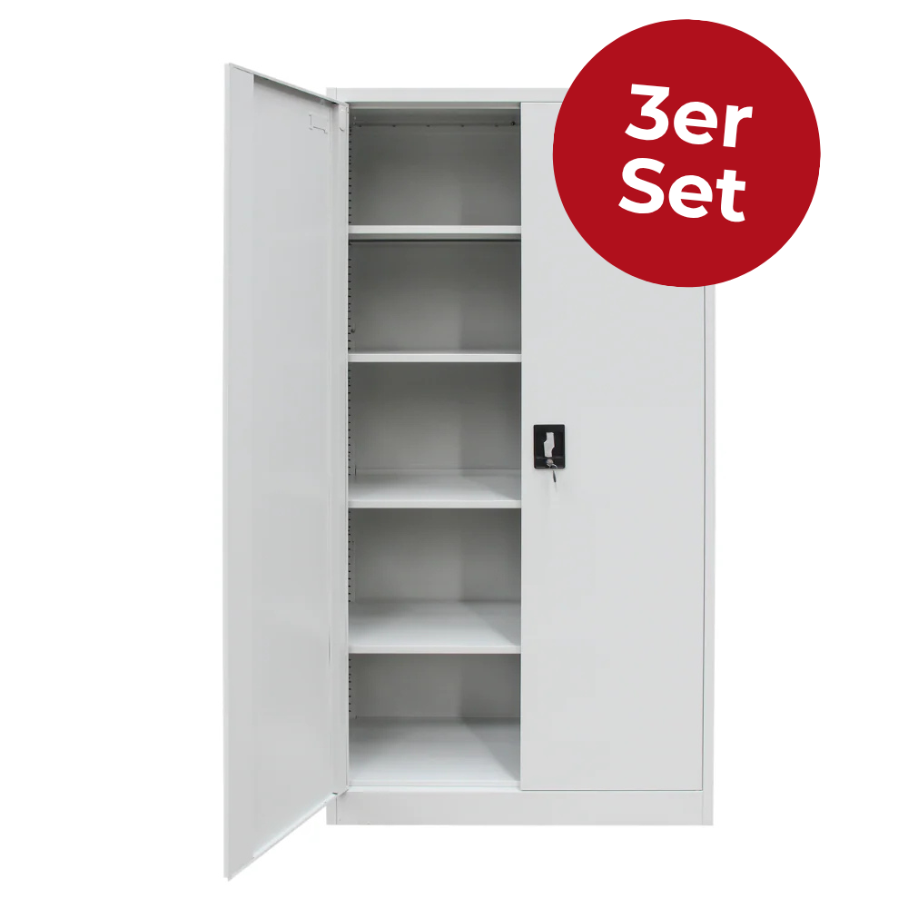 3er Set Stahlschrank XL 1950 x 900 x 450 cm