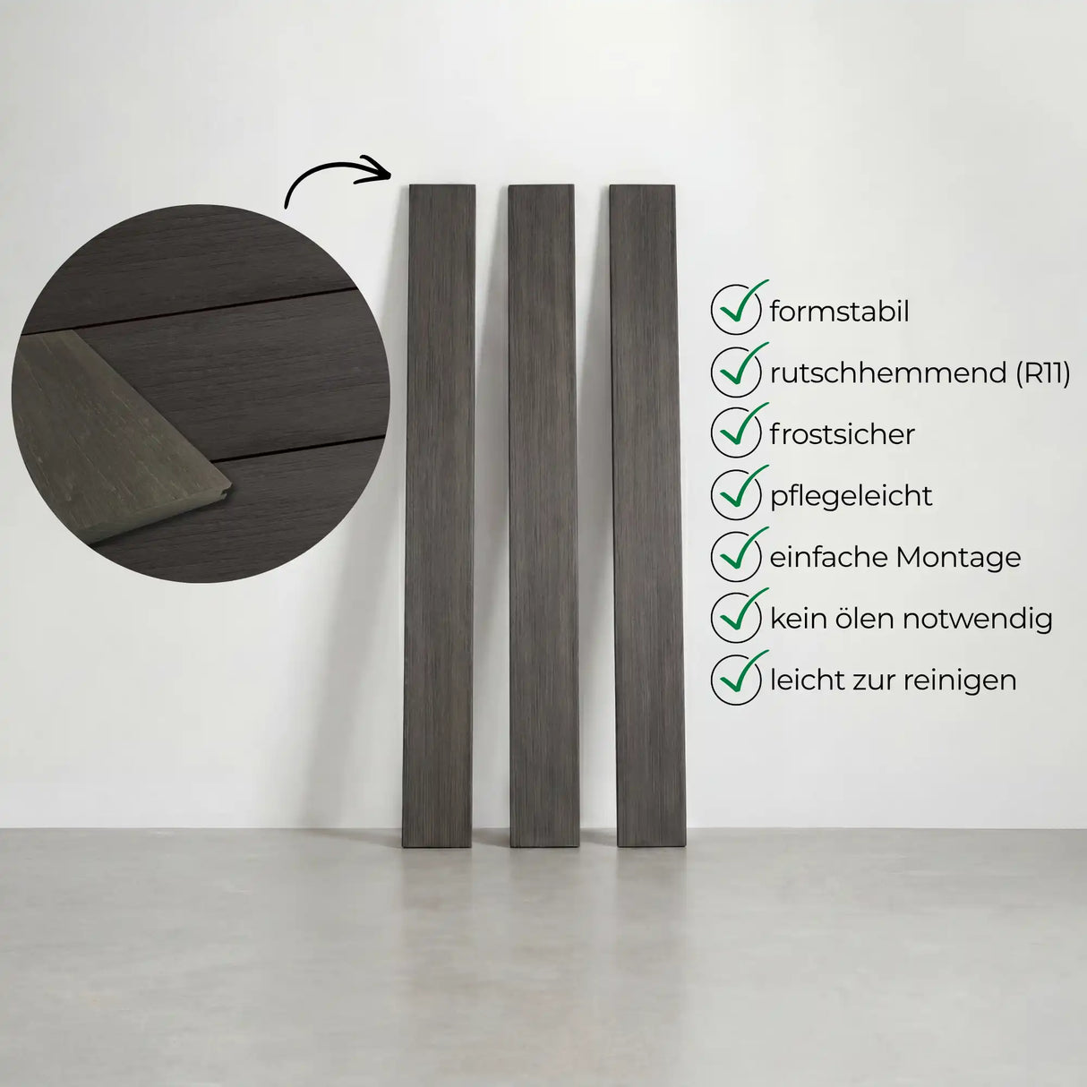 WPC Terrassendiele Massiv Antik Nero