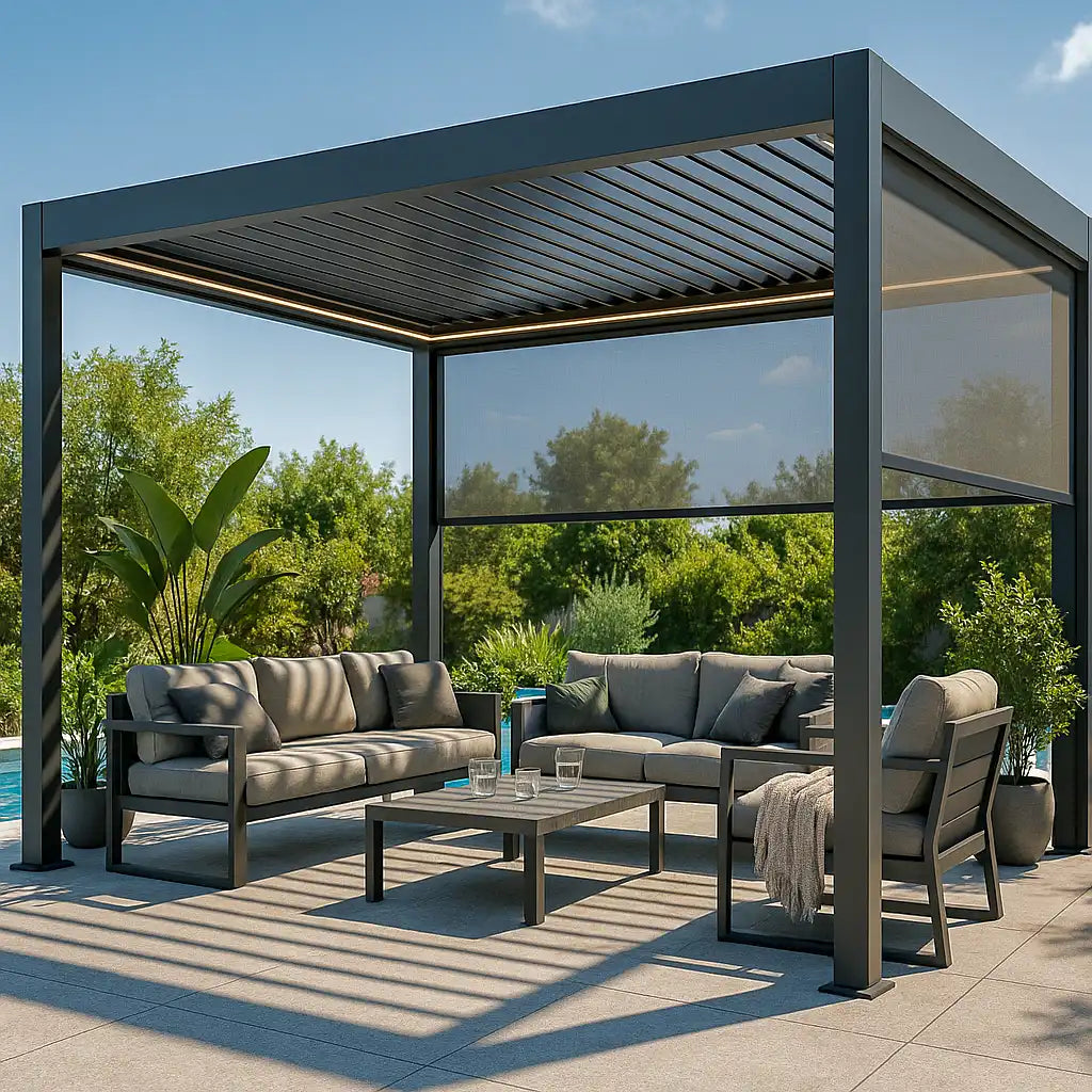 SkyShade Pro Aluminium-Pergola mit LED & App-Steuerung – Anthrazit