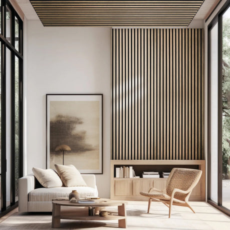 2er Set Wandverkleidung Akustikpaneel Eiche Natur 240x60cm