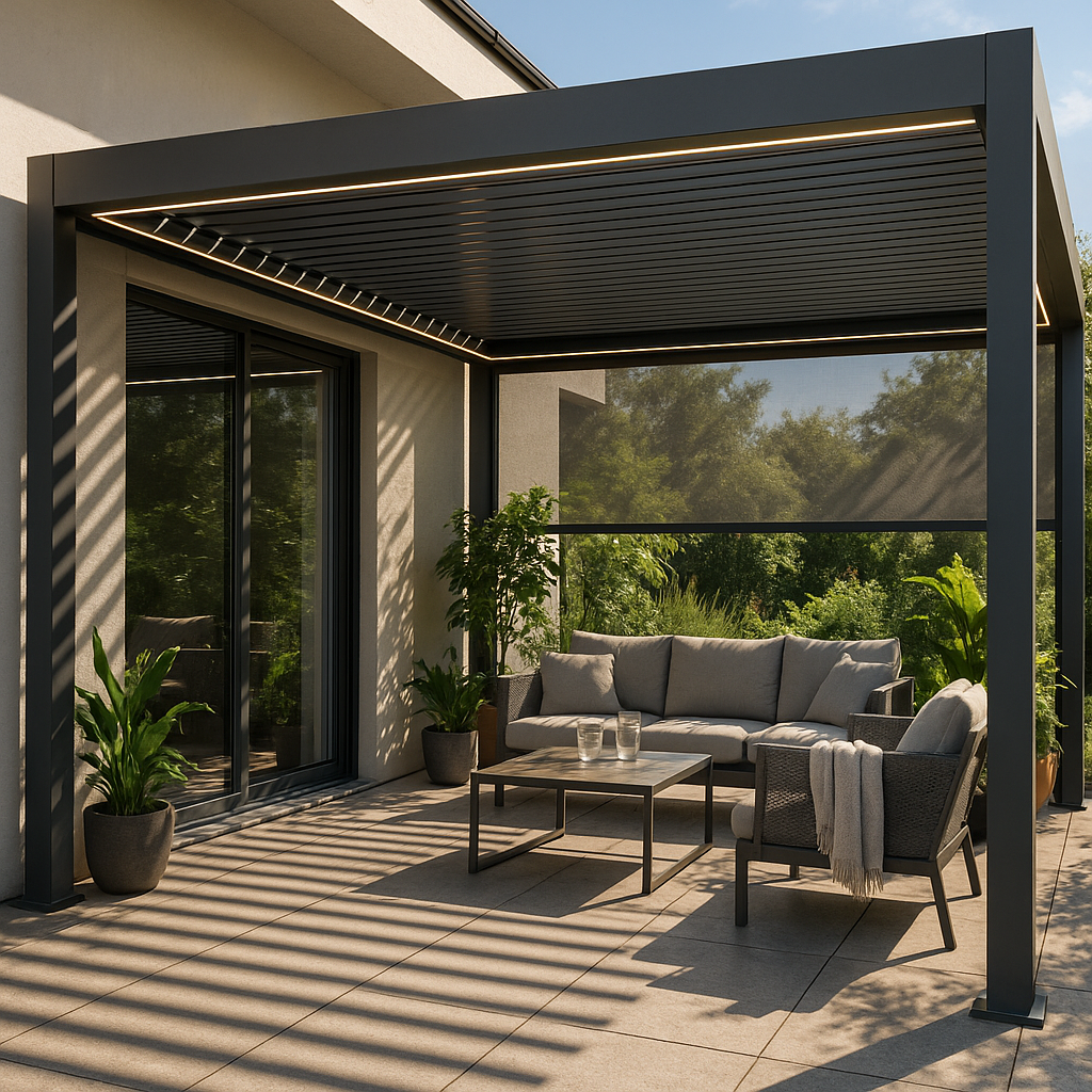 SkyShade Pro Aluminium-Pergola mit LED & App-Steuerung – Anthrazit