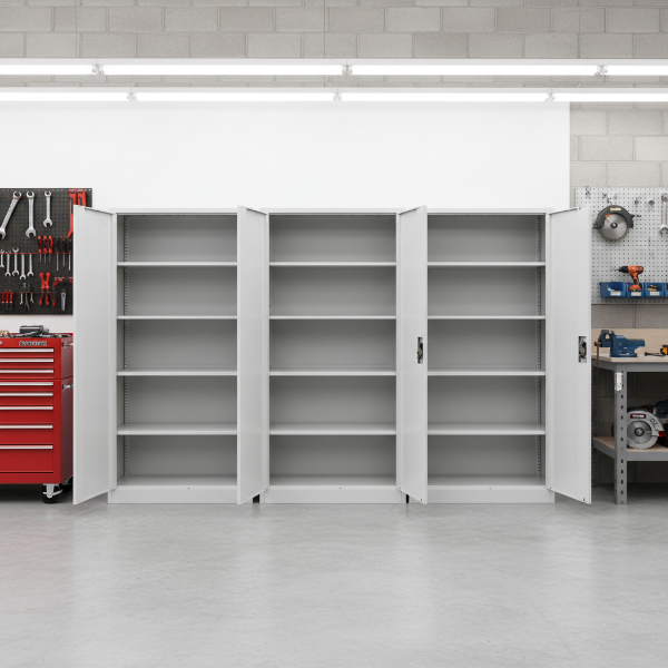 3er Set Stahlschrank XL 1950 x 900 x 450 cm lichtgrau