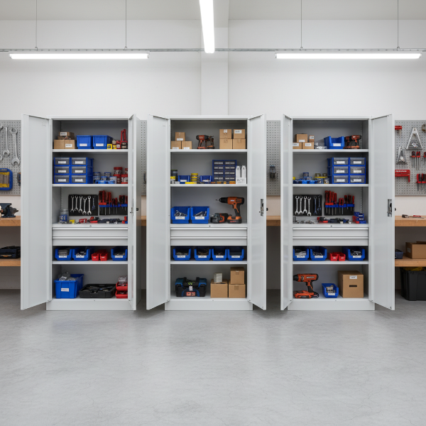3er Set Stahlschrank XL 1950 x 900 x 450 cm lichtgrau