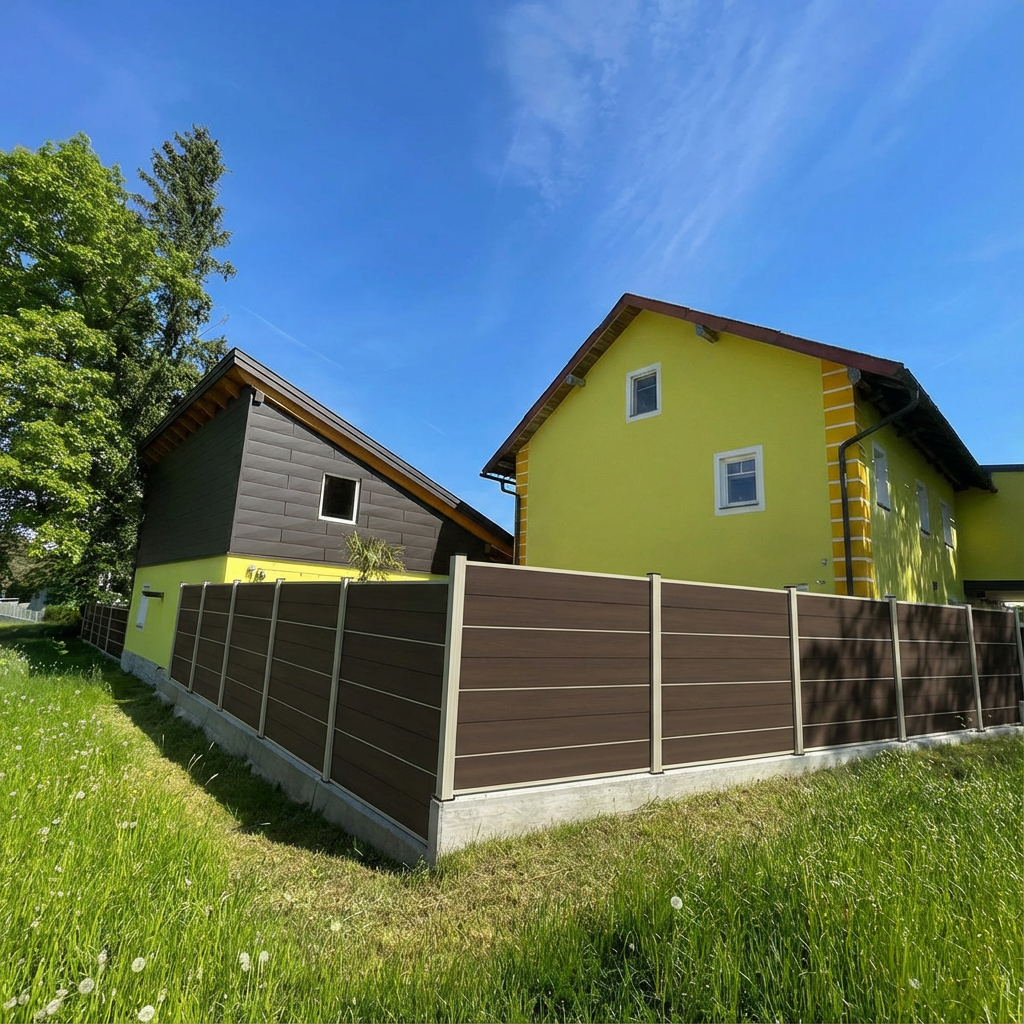 WPC Sichtschutzzaun ENZO Natur - Design Anthrazit