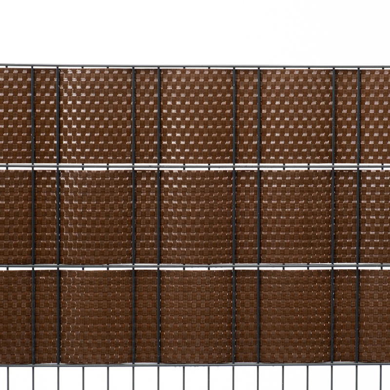 Sichtschutzstreifen Braun Rattan für Doppelstabmattenzäune 255cm