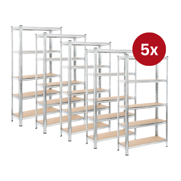 5x Schwerlastregal / Steckregal 180x90x40cm | 625kg Traglast