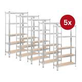 5x Schwerlastregal / Steckregal 180x90x40cm | 625kg Traglast