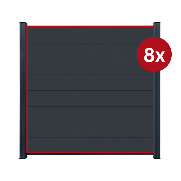 ModuLine Alu-Zaunprofil MARIO in Anthrazit (8er Set)