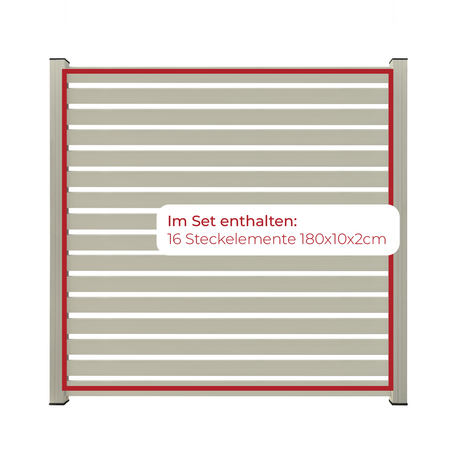 ModuLine Aluzaun MARIO Rechteck breit, Seidengrau