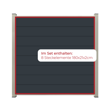 ModuLine ALU-Zaunprofil Komplettset MARIO / Anthrazit