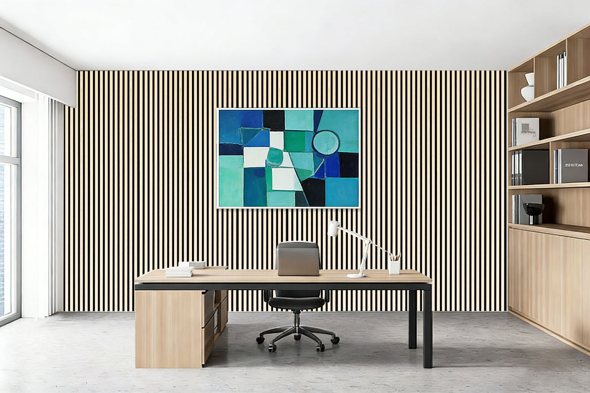 Akustikpaneel Premium Kiefer – Filz Schwarz 244 × 60 cm
