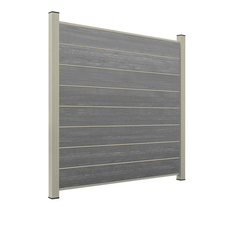 WPC Sichtschutzzaun ENZO Basalt - Design Seidengrau