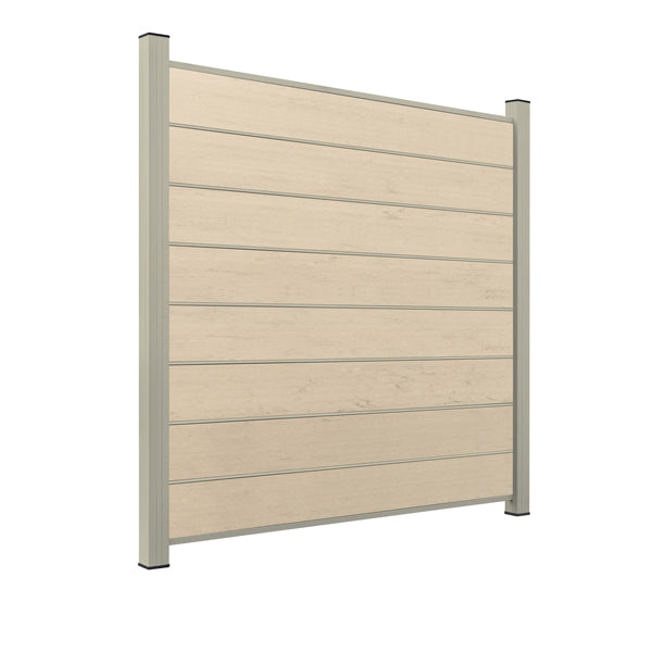 WPC Sichtschutzzaun ENZO Elfenbein - Design Seidengrau