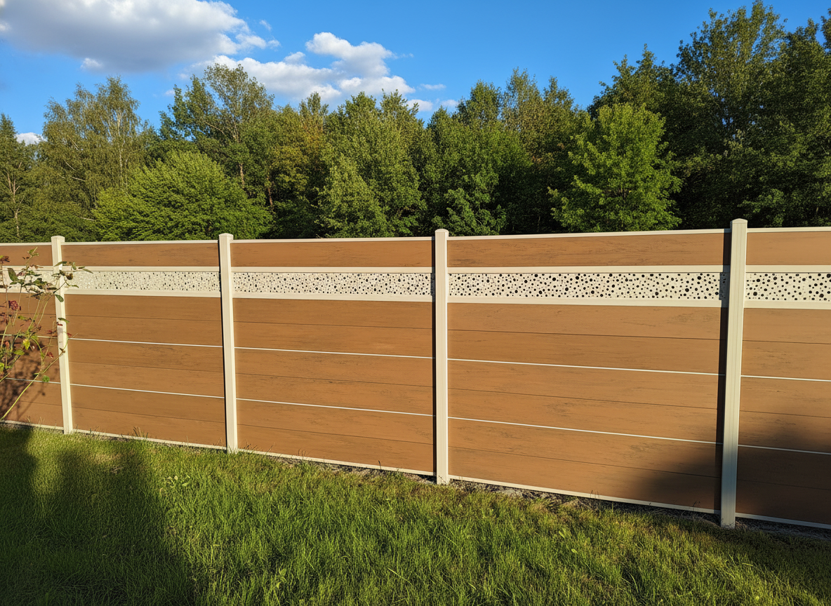 WPC Sichtschutzzaun ENZO Muskat - Standard Seidengrau