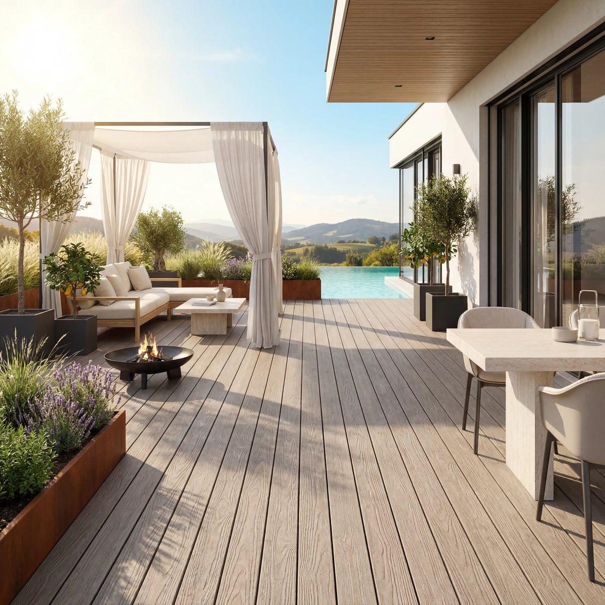 WPC Terrassendiele Hohlkammer Basic Seide