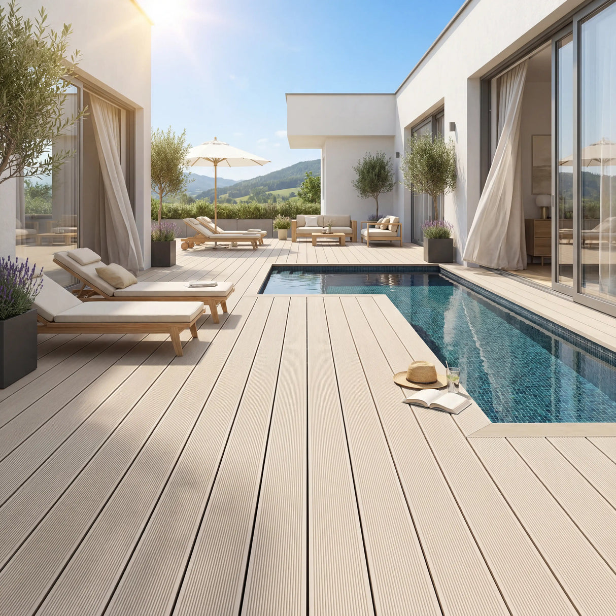 WPC Terrassendiele Massiv ECO Creme