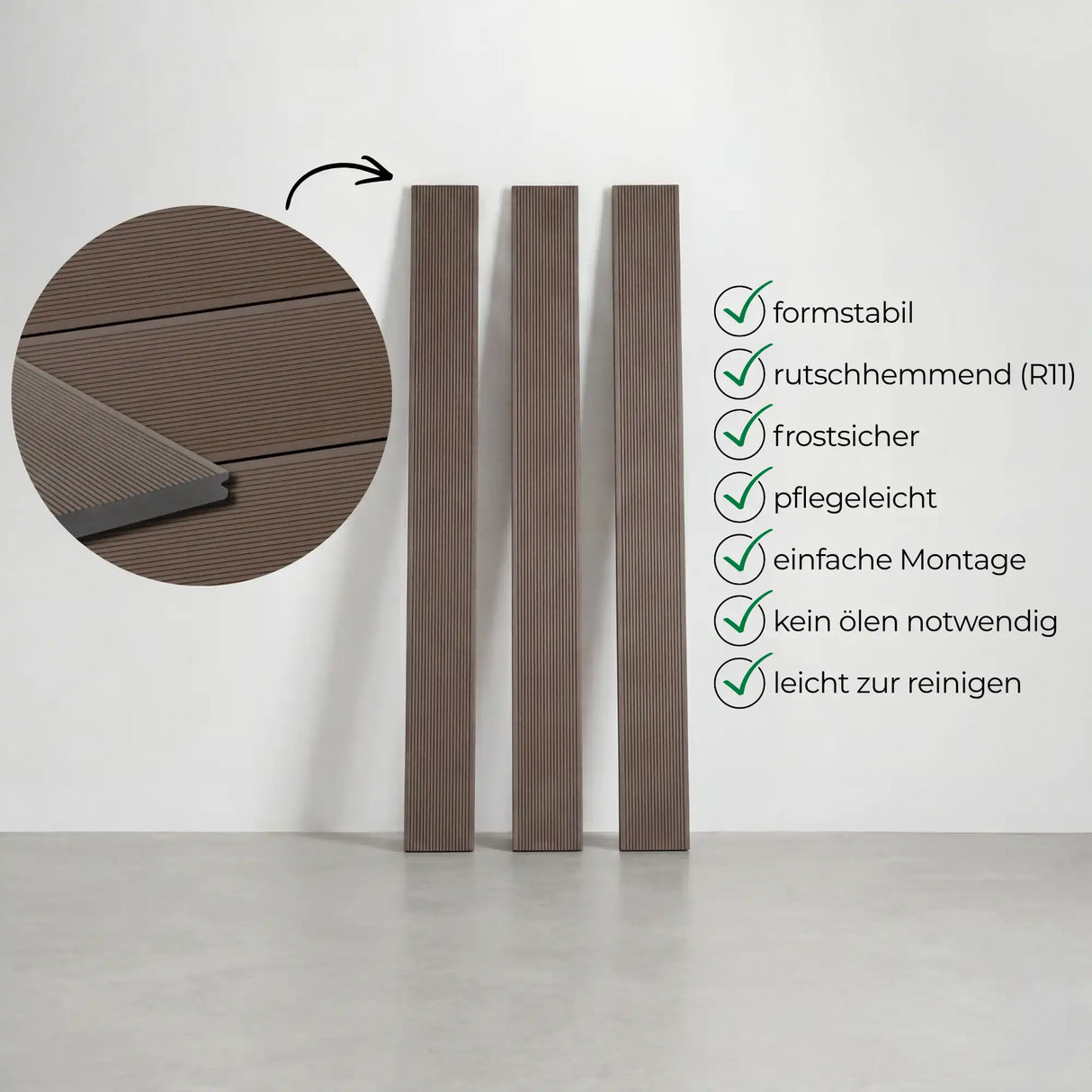 WPC Terrassendiele Massiv ECO Diamantnuss