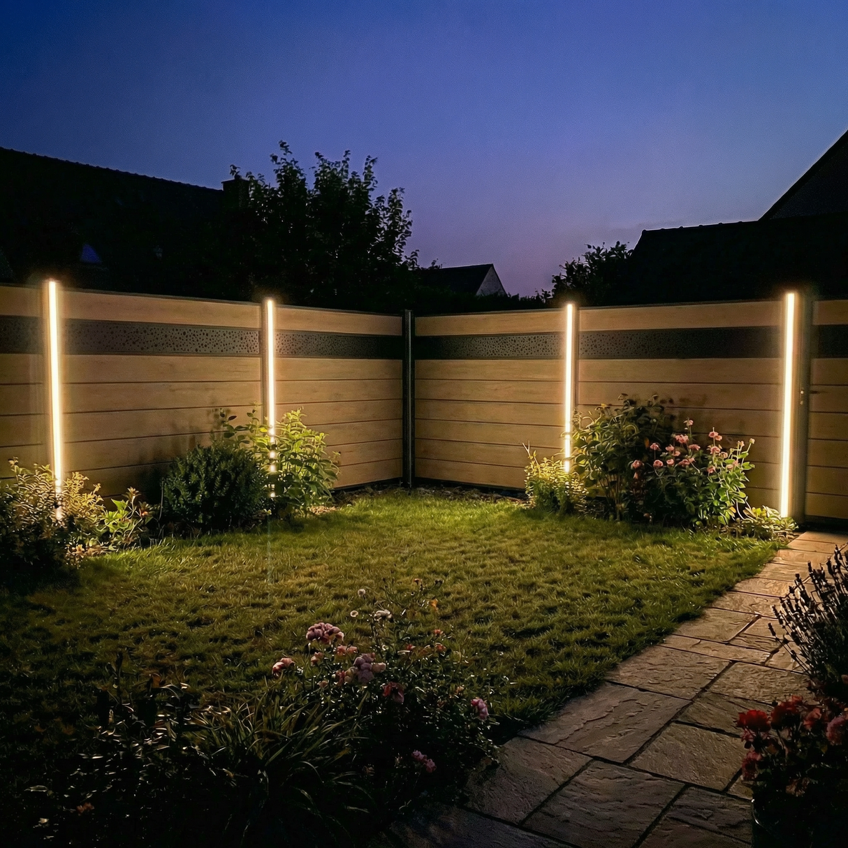 LED-Lichtleiste für WPC -und ALU Sichtschutzzaun inkl. Solarkappe