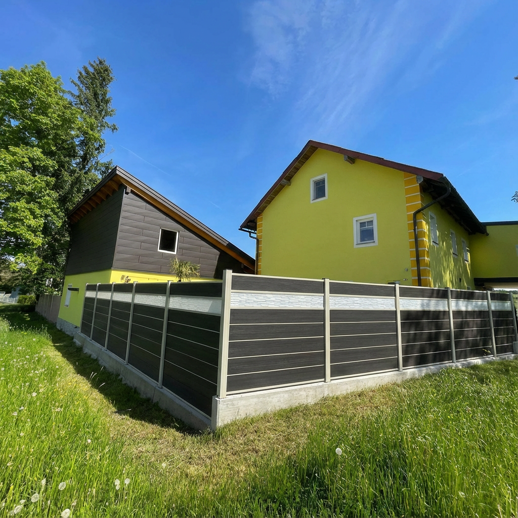 WPC Sichtschutzzaun ENZO Nero - Style Seidengrau