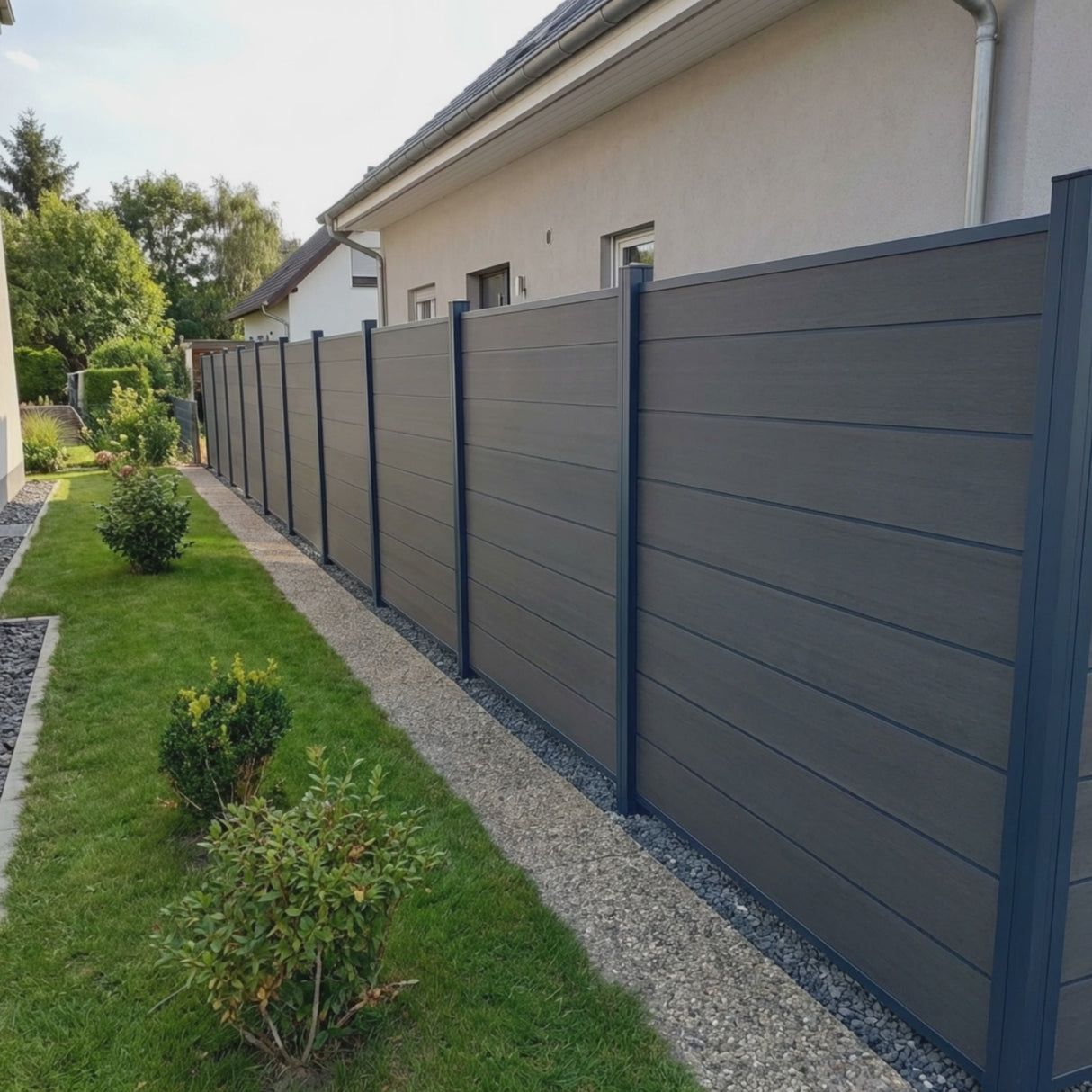 WPC Sichtschutzzaun ENZO Nero - Design Anthrazit